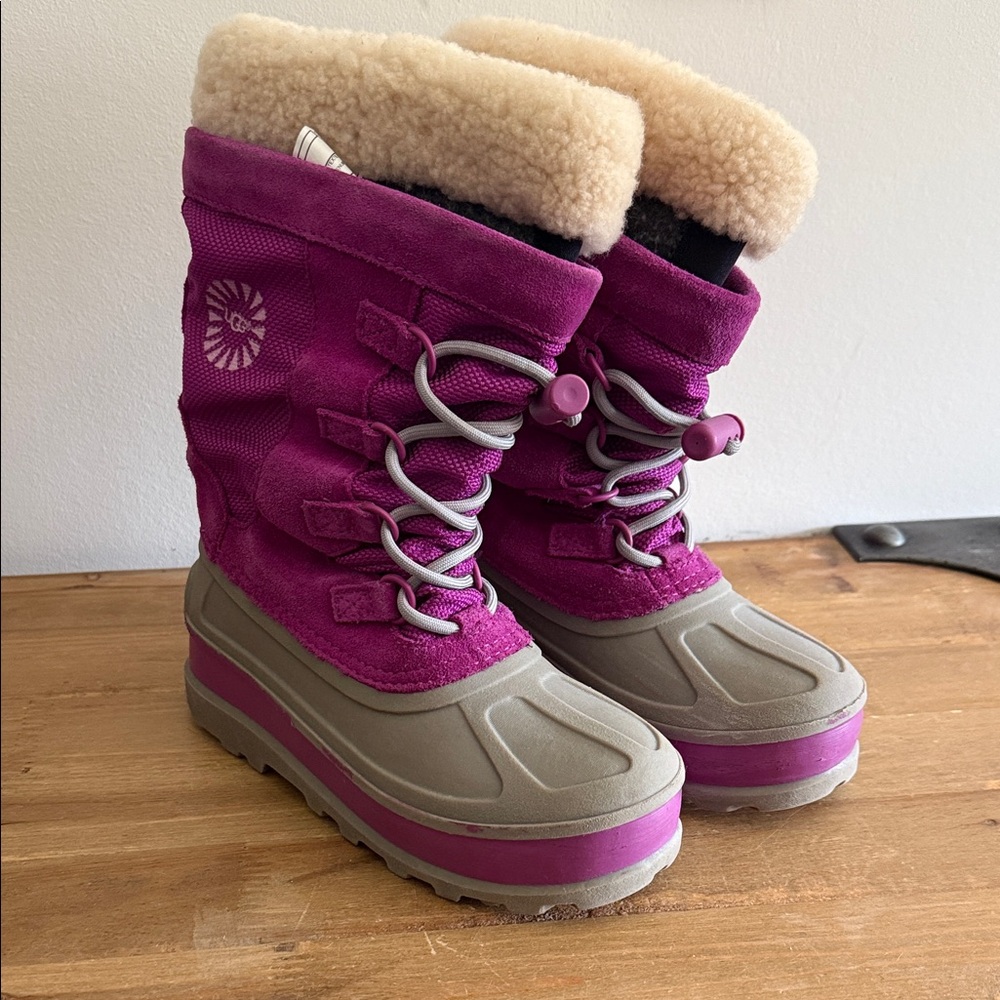UGG Kids Fuchsia and Taupe Snow Boots